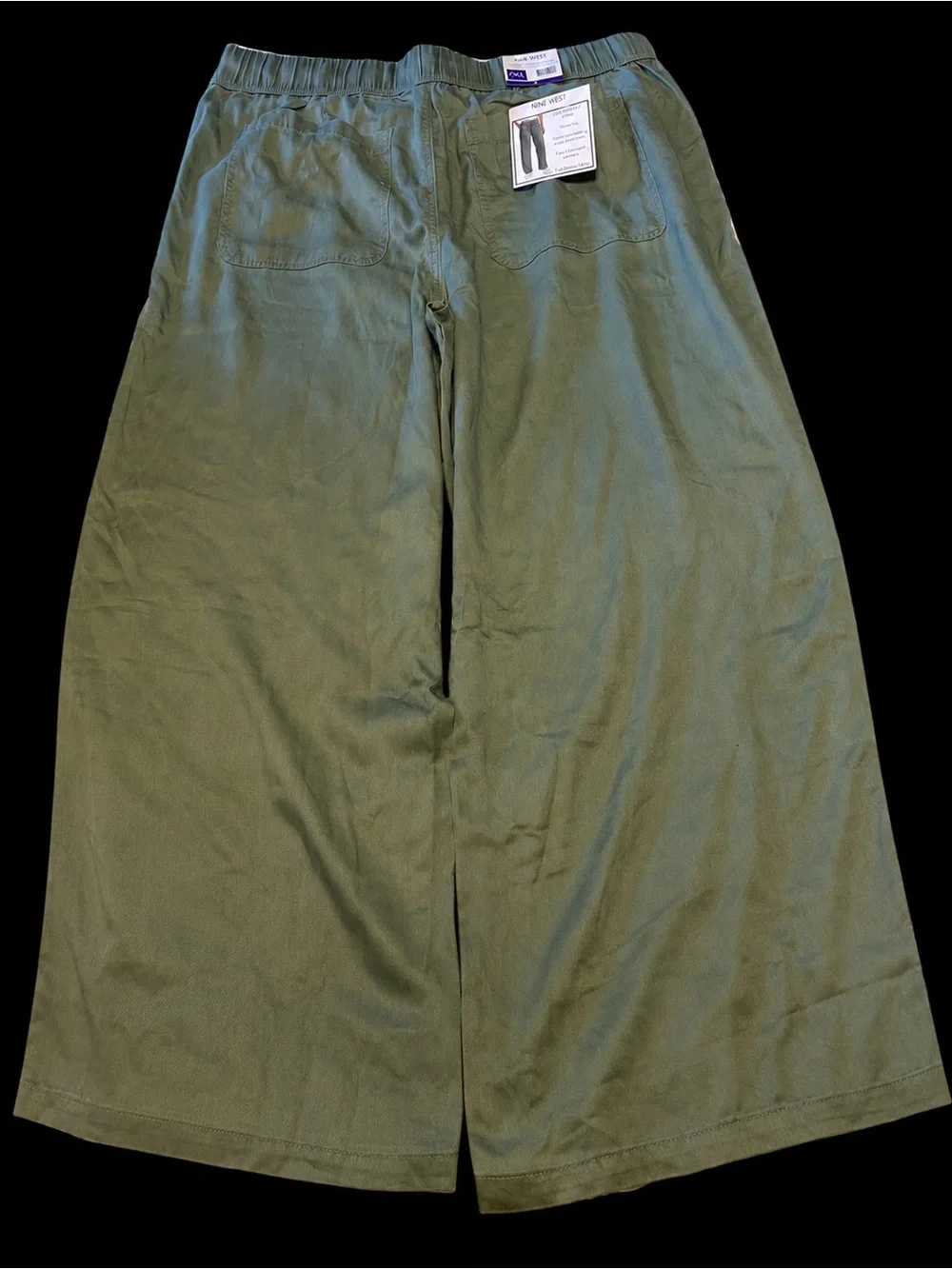 Nine West Olive Pull On Wide Leg Pants XXL Soft Stretch NWT - Picture 2 of 3